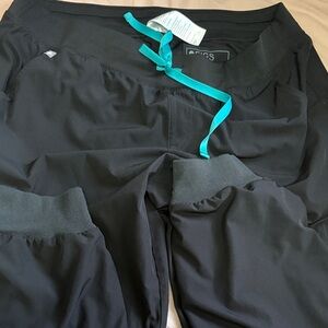 Figs Black Pants with Teal Accent